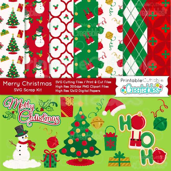 Download Merry Christmas Craft Bundle Svg Cut Files Digital Paper