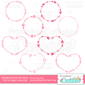 Valentine Monogram Arrow Frames SVG Cutting Files & Clipart