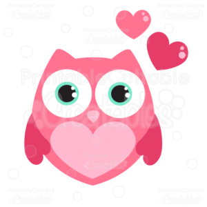 Valentine Hearts Owl SVG Cutting File & Clipart