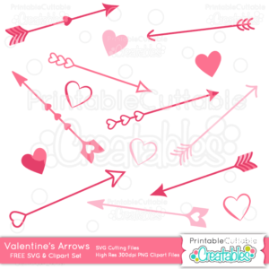Valentine's Day Love Arrows Free SVG Cutting Files & Clipart