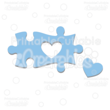 Puzzle Piece Heart Autism SVG Cut Files & Clipart