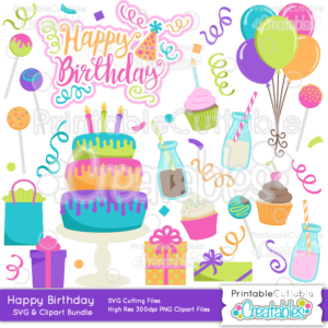 Happy Birthday SVG Cut Files & Clipart Bundle