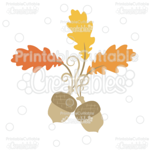 Fancy Swirls Autumn Acorn & Leaves SVG Cut File & Clipart