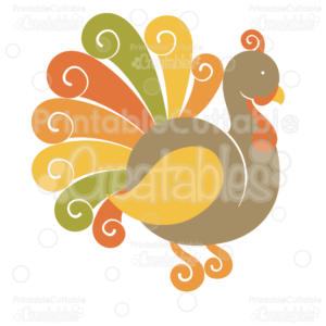 Fancy Swirls Thanksgiving Turkey SVG Cutting File & Clipart