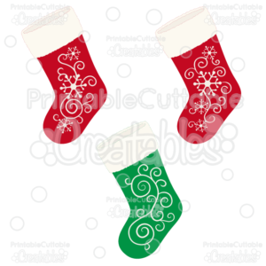 Snowflake Flourishes Christmas Stockings SVG Cut Files & Clipart