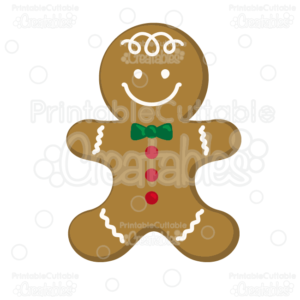 Gingerbread Man Cookie Free SVG Cutting File & Clipart