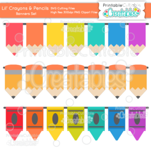 Lil Crayons & Pencils Borders Set SVG Cut File & Clipart