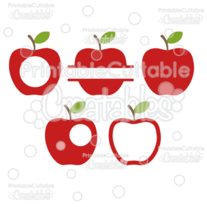 Whole Split & Monogram Apples SVG Cut File & Clipart