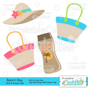 Beach Day Embellishment Set SVG Cut Files & Clipart