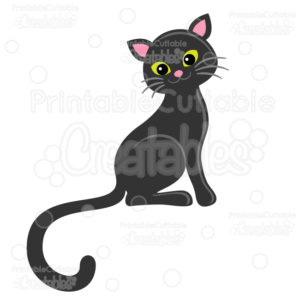 Cute Black Cat SVG Cutting File & Clipart