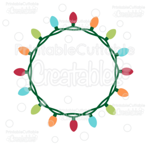 Christmas Lights Circle Monogram Frame Free SVG Cut File