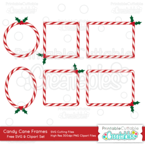 Candy Cane Frames Free SVG Digital Die Cutting Shapes