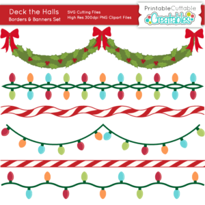 Deck the Halls Christmas Banners SVG Cut Files Set