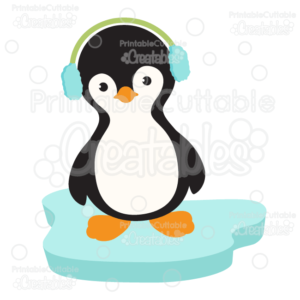 Winter Penguin Wearing Earmuffs SVG Cut File & Clipart