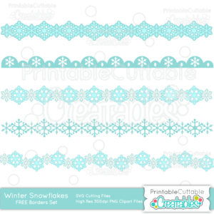 Winter Snowflake Borders Free SVG Cut Files & Clipart Set