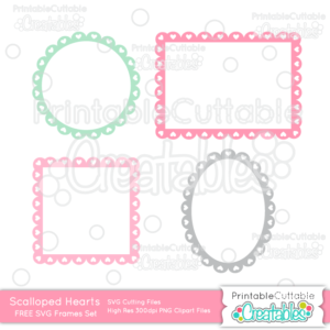 Scalloped Hearts Frames Set FREE SVG Cut Files