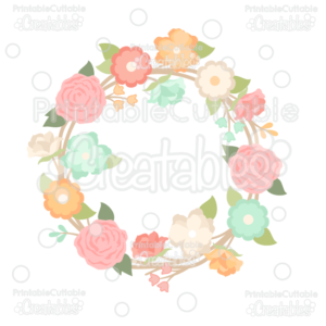 Spring Flower Wreath SVG Cut File & Clipart