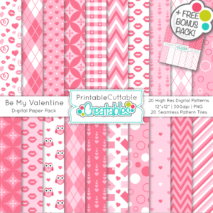 Be My Valentine Seamless Patterns & Digital Paper Pack