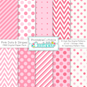 Pink Dots & Stripes FREE Seamless Patterns & Digital Paper Pack