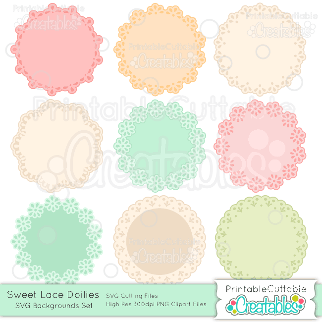 Sweet Lace Doilies Svg Cut Files Set For Silhouette Cameo Cricut Cutting Machines