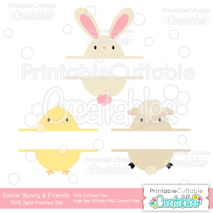 Easter Bunny & Friends Split Frame SVG Set