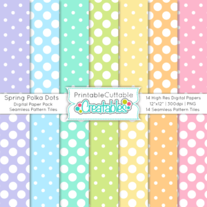 Spring Polka Dots Seamless Patterns & Digital Paper Pack
