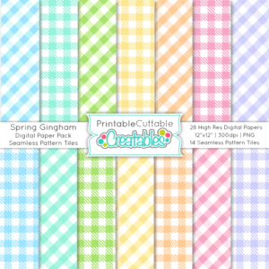 Spring Gingham Check Seamless Patterns & Digital Paper Pack