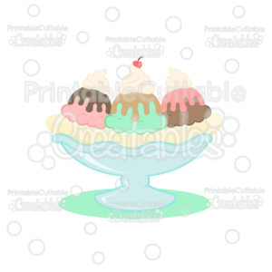 Ice Cream Sundae Banana Split SVG Cut File & Clipart