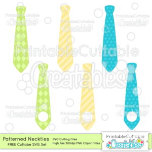 Patterned Neckties Monogram Free SVG Files & Clipart Set