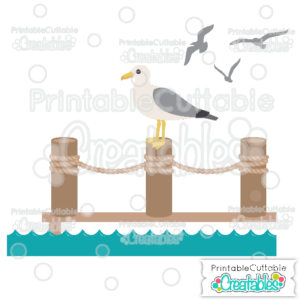 Seagull on Pier SVG Cutting File & Clipart
