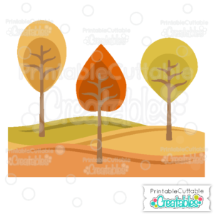 Autumn Tree & Hillside Scene Free SVG Files