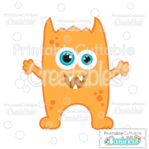 Orange Halloween Horned Monster Free SVG File