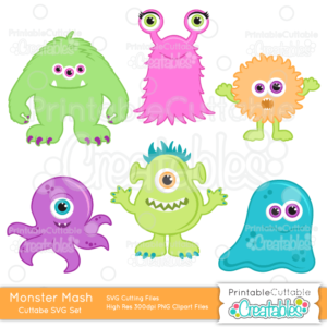 Cute Halloween Monster Mash Cuttable SVG Set