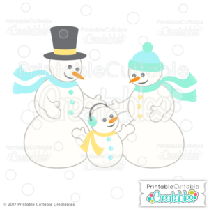 Cute Snowman Family SVG Cut Files