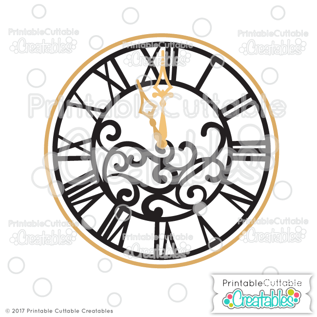 Download New Year S Clock Svg Cut File Clipart For Silhouette Cricut