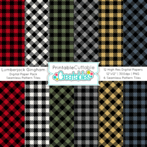 Lumberjack Gingham Plaid Digital Paper Pack & Seamless Patterns