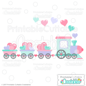 Valentine Hearts Train SVG File