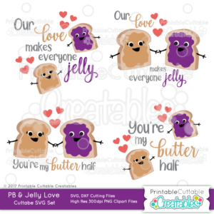 Peanut Butter & Jelly Love SVG File Set