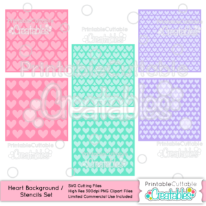 Heart Background / Stencil Set Free SVG Files
