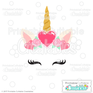Valentine Hearts Unicorn Face Free SVG Files