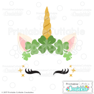 St. Patrick's Day Clover Unicorn Face Free SVG Cut File