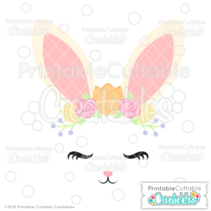Spring Flowers Bunny Face SVG File