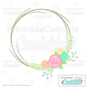 Flower Wreath Monogram Frame SVG File