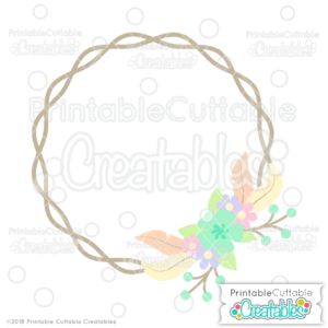 Feather Wreath Monogram Frame SVG File