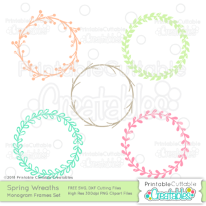 Spring Wreath Free Monogram Frame SVG Files