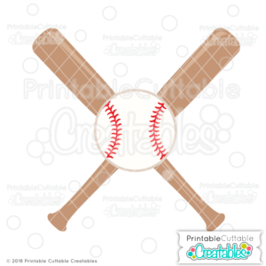 Crossed Baseball Bats Ball Free SVG File