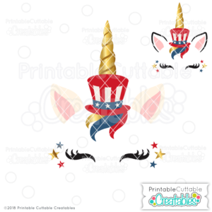 Patriotic Unicorn Face Free SVG File
