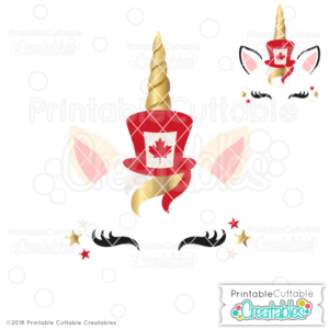 Canadian Patriotic Unicorn Face Free SVG File