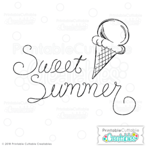 Doodle Sweet Summer Ice Cream Cone SVG Sketch File