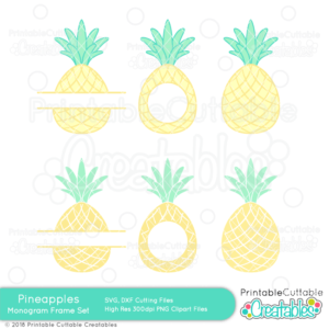 Whole Split Circle Pineapple SVG Monogram Frame Set